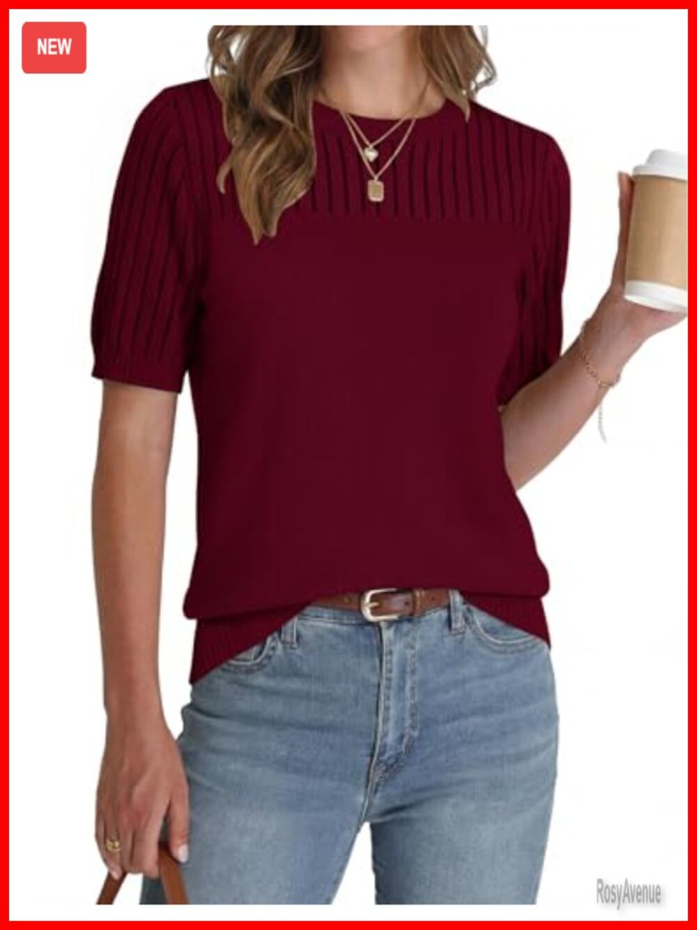 Women's Short Sleeve Sweater Crew Neck Hollow Out Knit Top Lightweight Summer